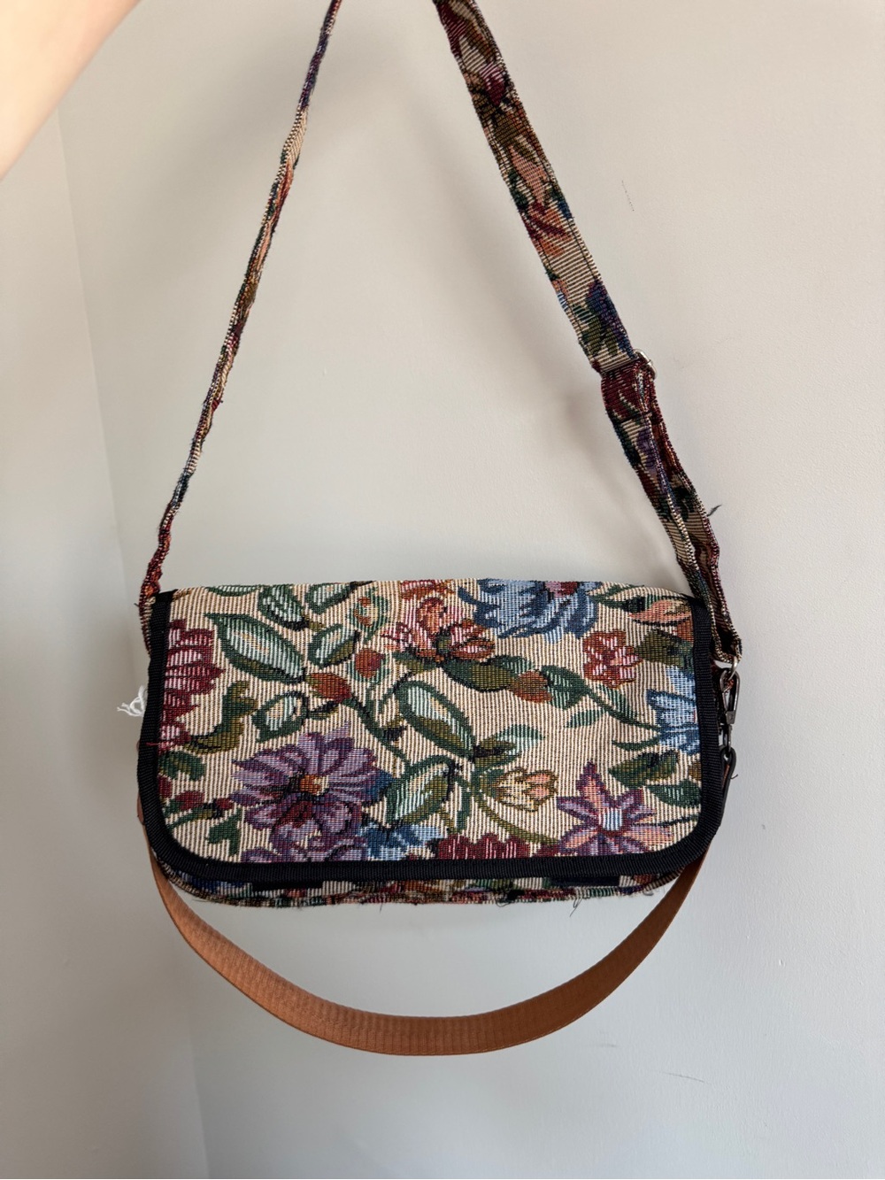 Floral Tapestry Crossbody Bag - Multi Color